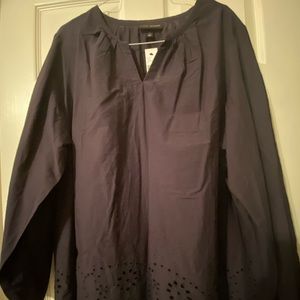 Navy blue lane Bryant V-neck blouse new with tags.